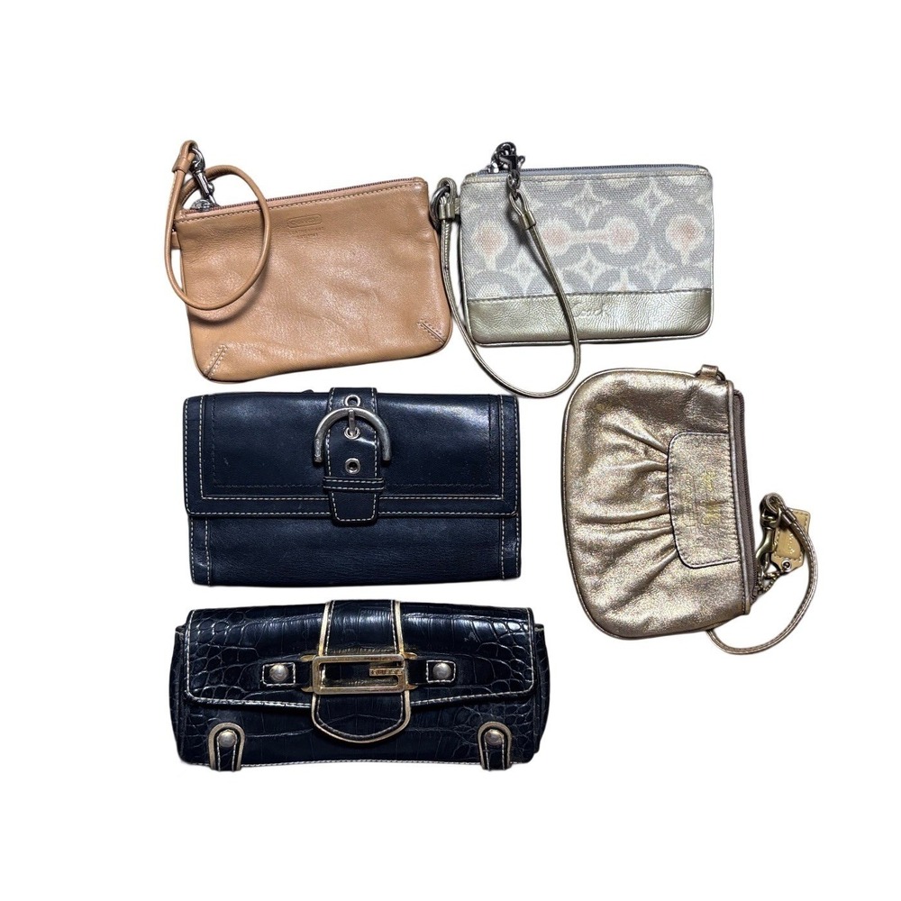 Vintage Y2K Coach & Guess Wallet Bundle 5 Pc Lot Leather Wristlet Buckle